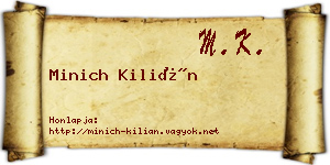 Minich Kilián névjegykártya